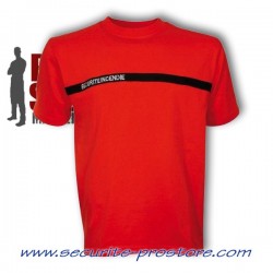 T-shirt Sécurité Incendie rouge Bande Noire