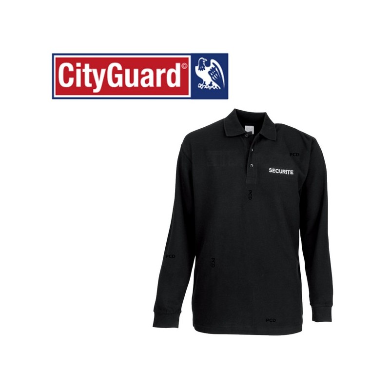 Polo sécurité noir manches longues brodés City Guard