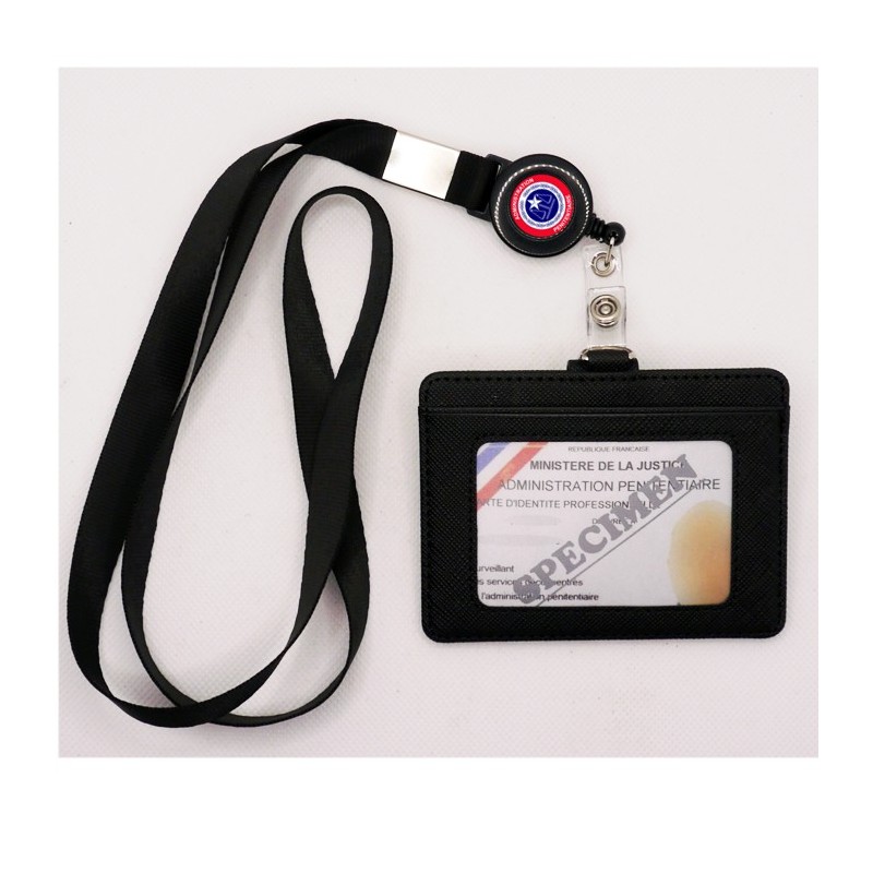 Porte-carte mini cuir 2 volets Format carte de crédit + Support Médaille et  Grade Police GK Pro