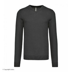 Pull noir à col V noir