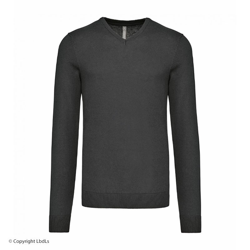 Pull noir à col V noir